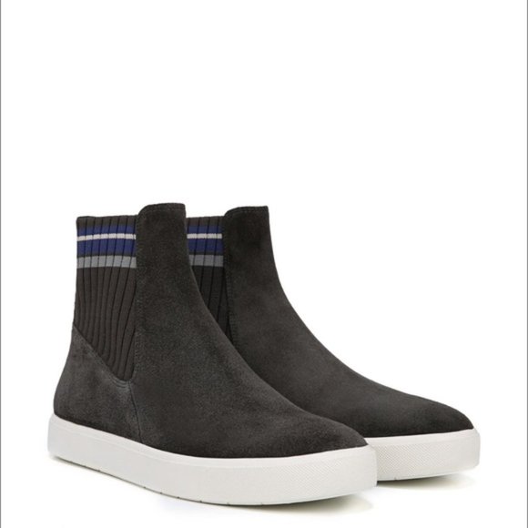 New Vince Coleman high top suede stretch panel Chelsea pull-on sneaker boot
